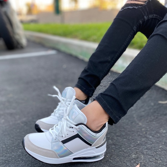 CLEARANCE! Kicks Holographic Wedge Sneakers - Picture 4 of 8